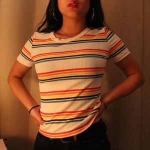 🌈Rue 21 rainbow bodycon shirt